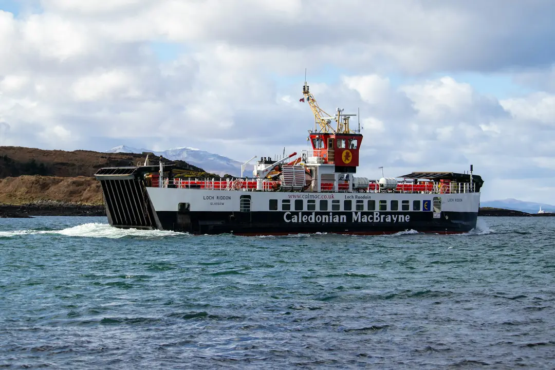 A CalMac ferry under way in the Firth of Lorn off Oban